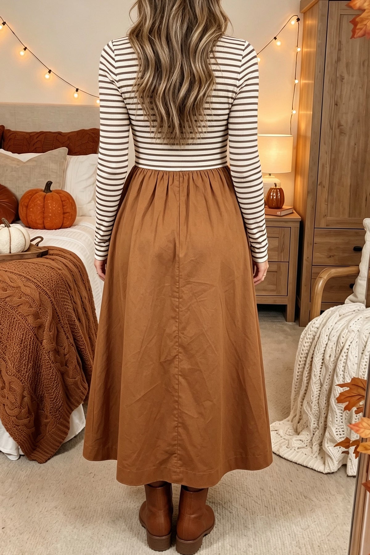 Brown Long sleeve Dress