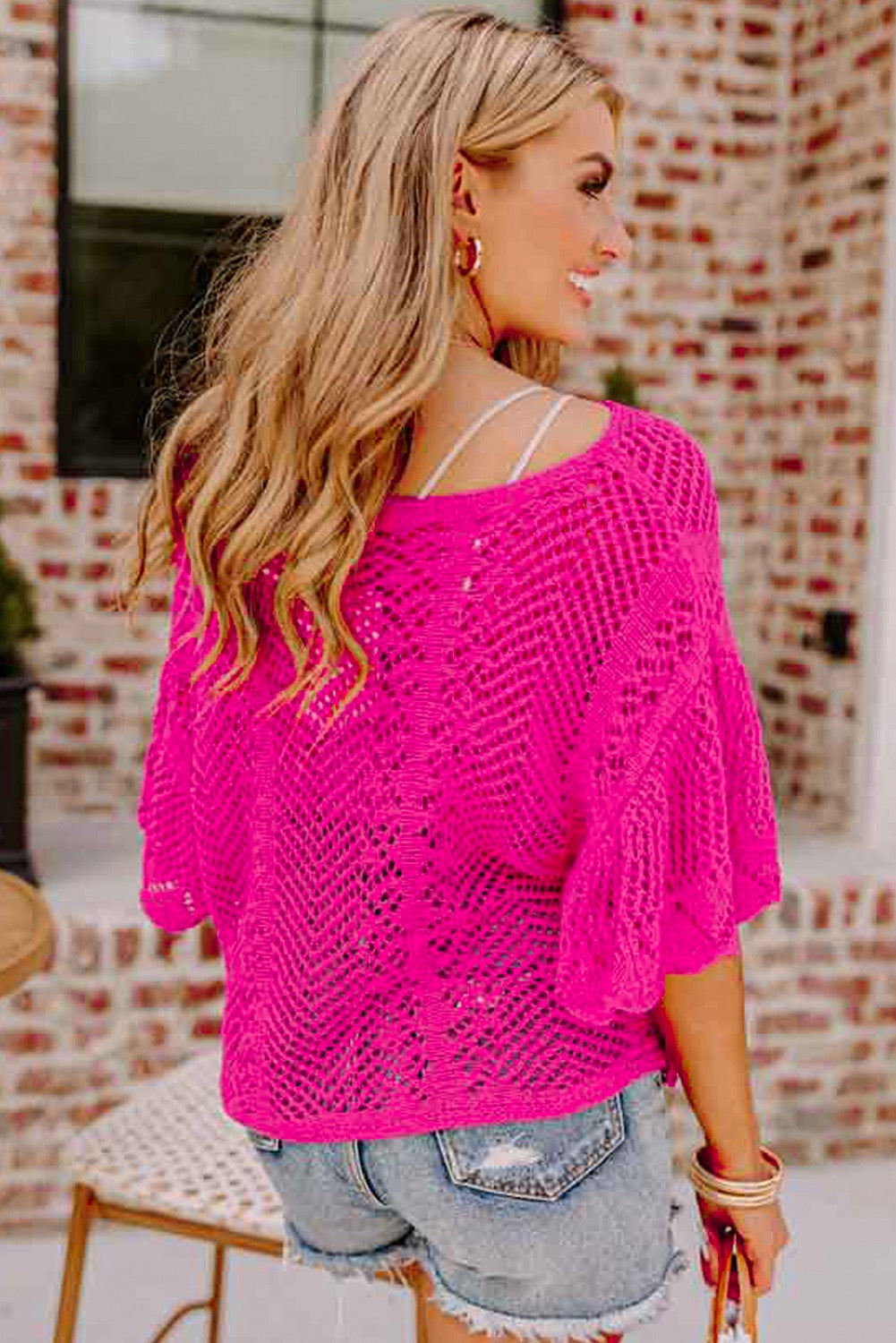 Rose Pink Scallop Sleeve Top