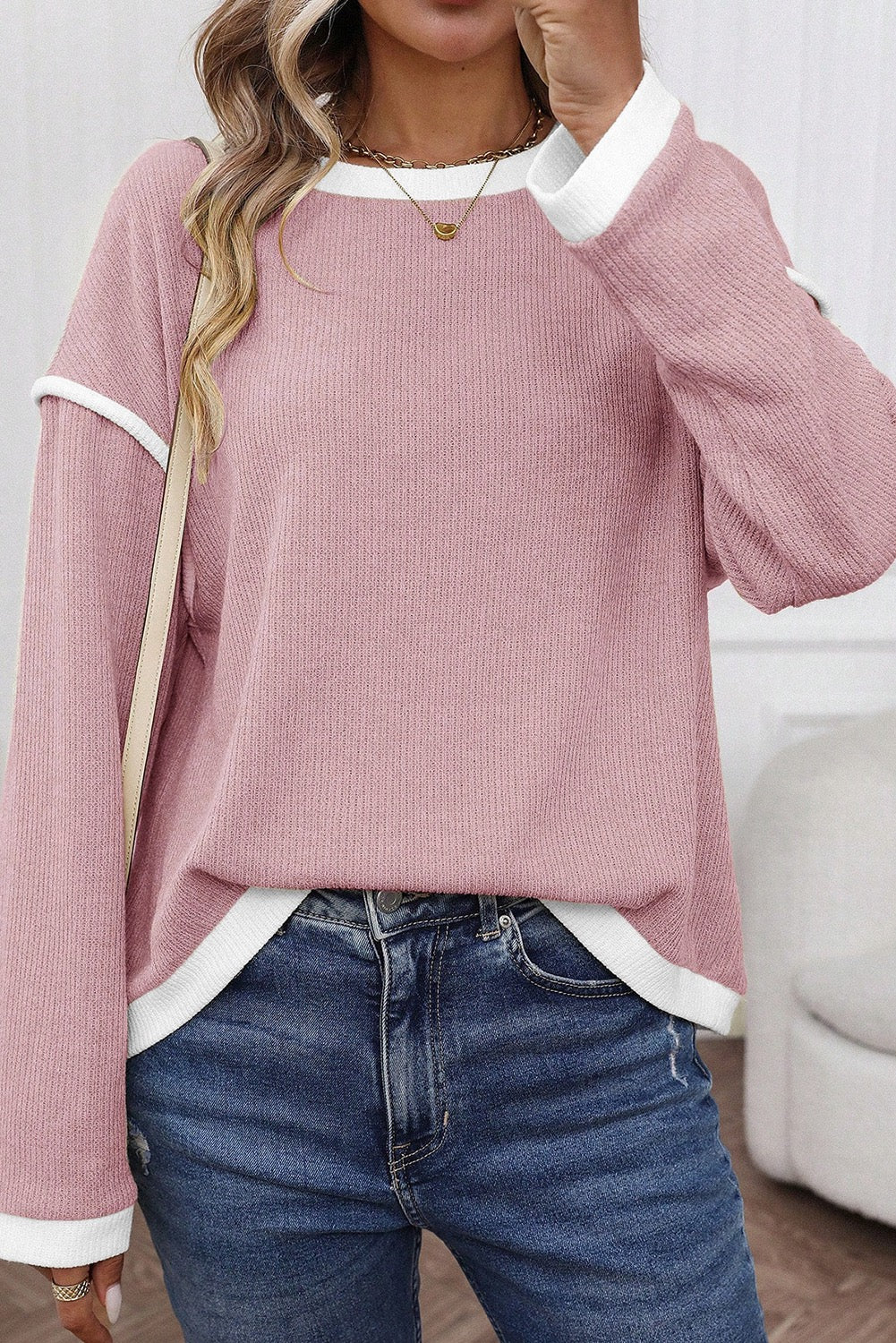 Contrast Color Trim Top
