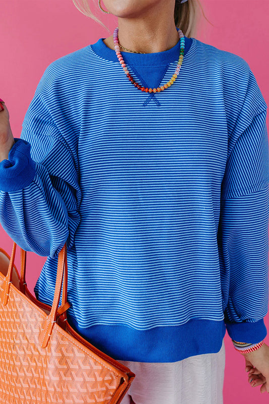 Blue Ribbed pullover