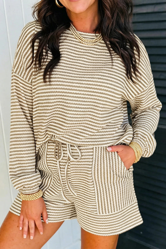 Brown Textured Set long sleeve