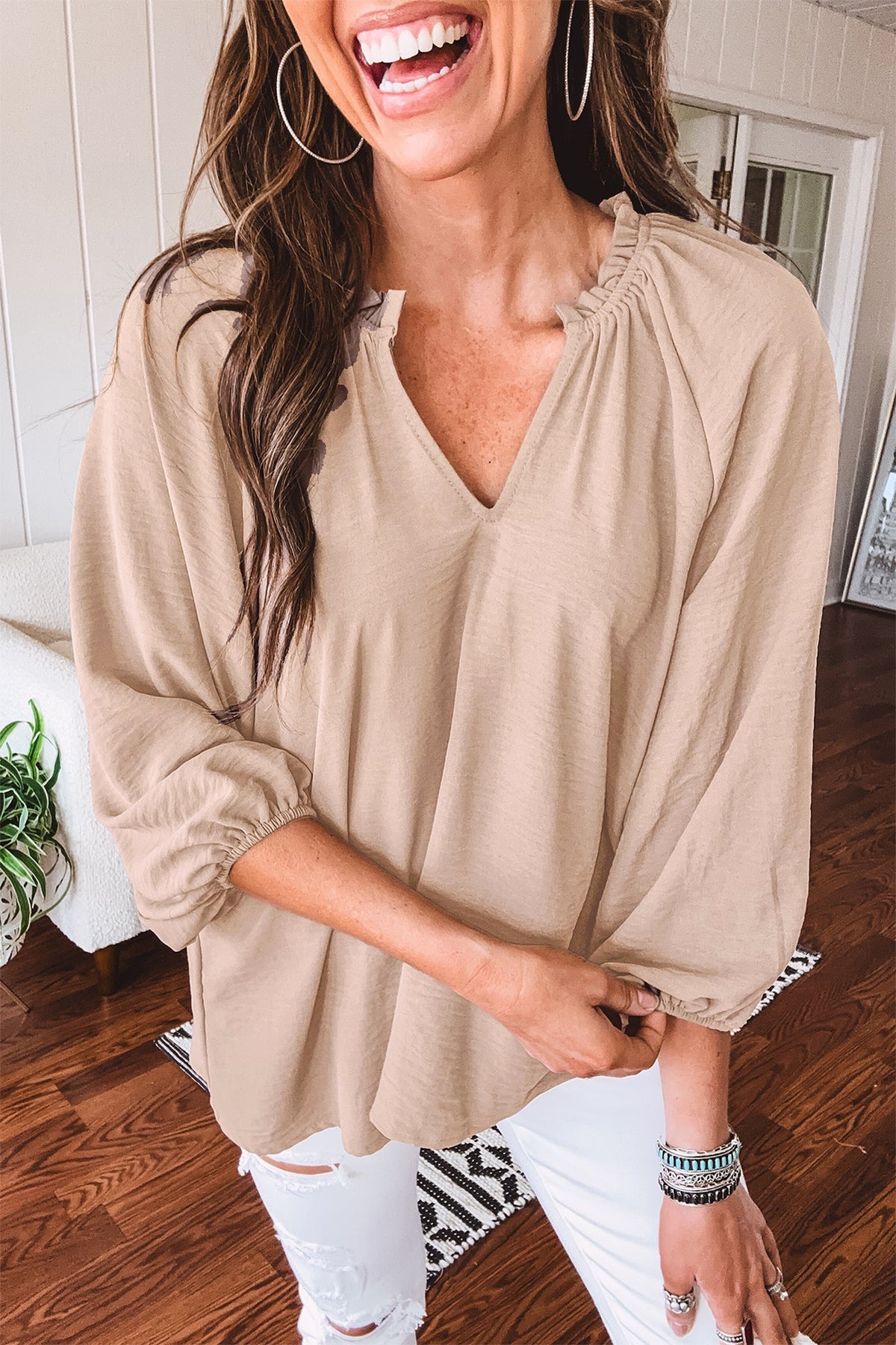 Parchment 3/4 sleeve top
