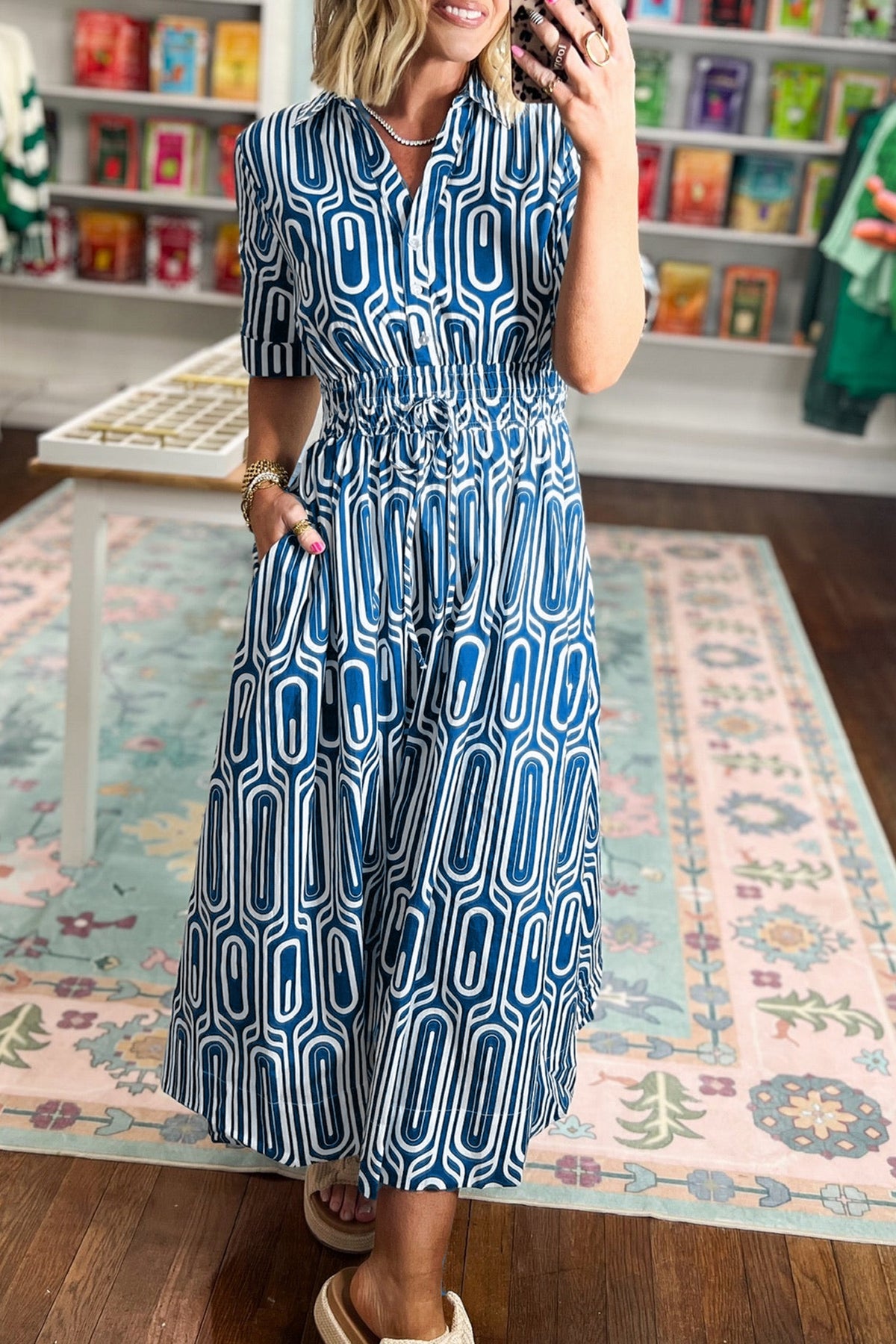 Blue Geo Dress