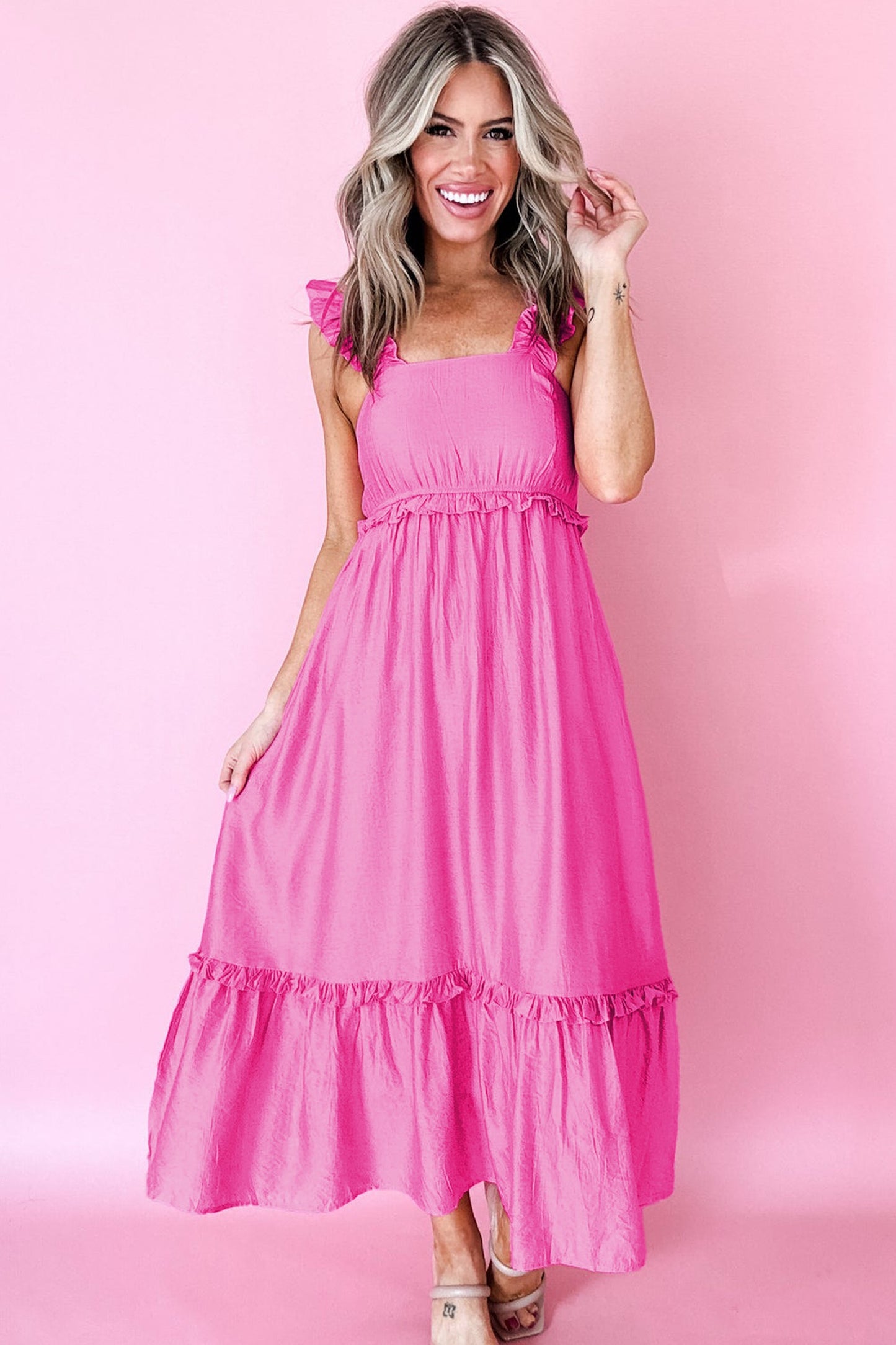 Solid Ruffle Maxi
