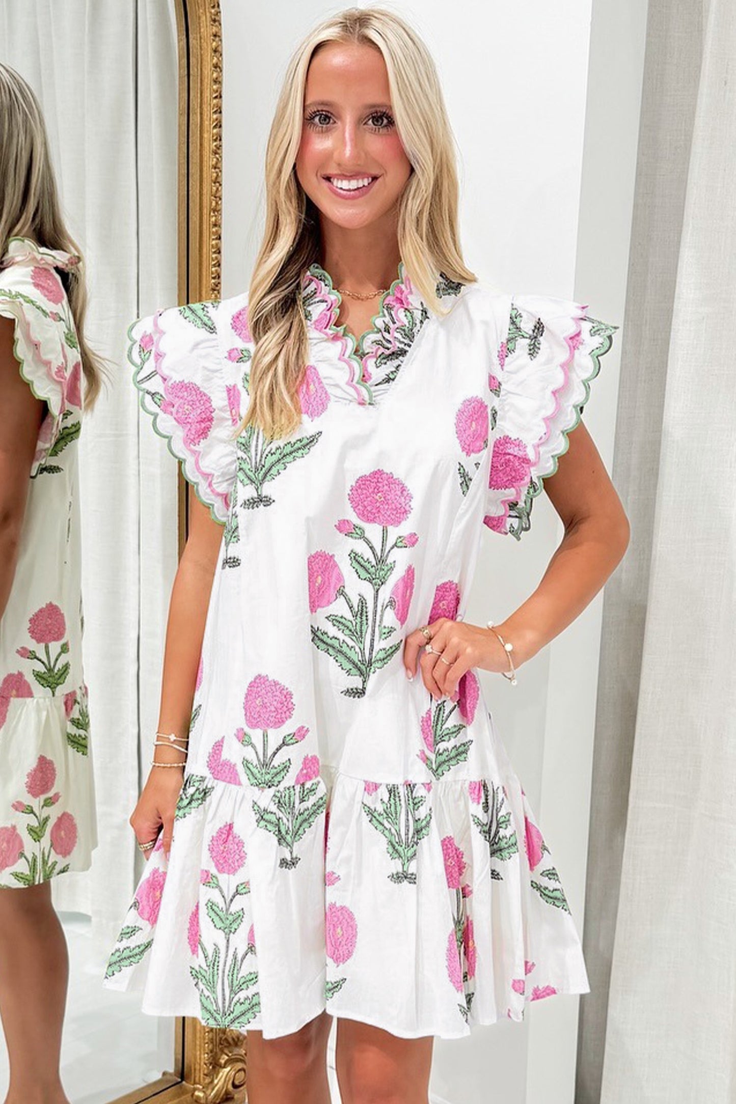White wild floral dress