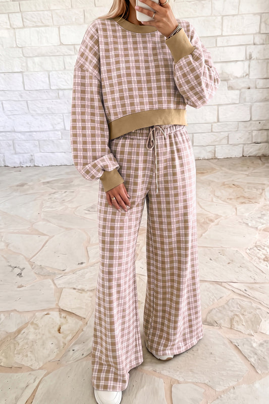 Pink + Brown Plaid Set