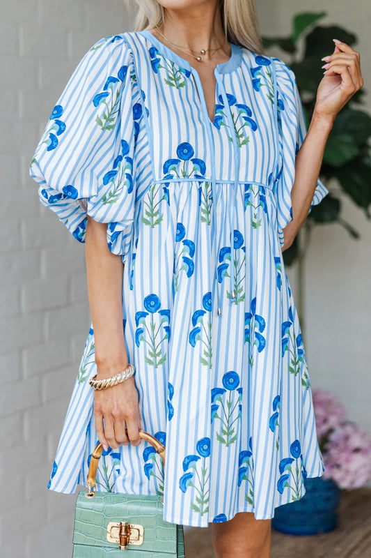 Sky Blue Floral Dress