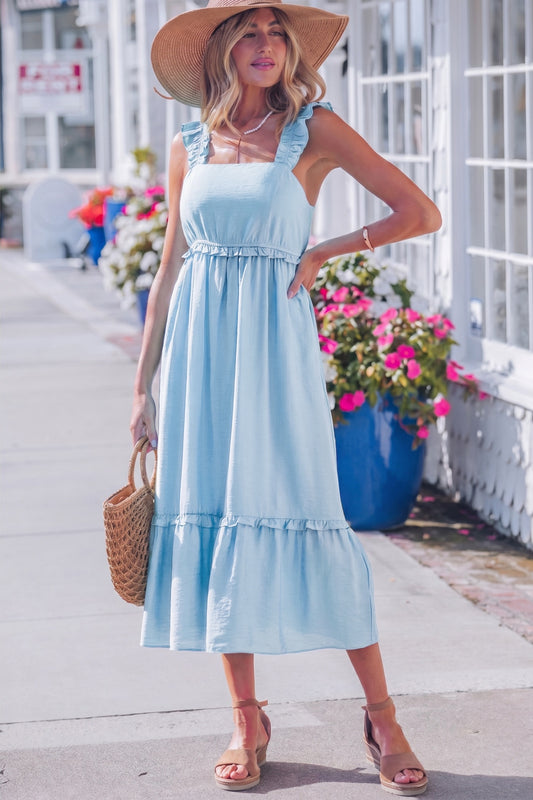 Solid Ruffle Maxi
