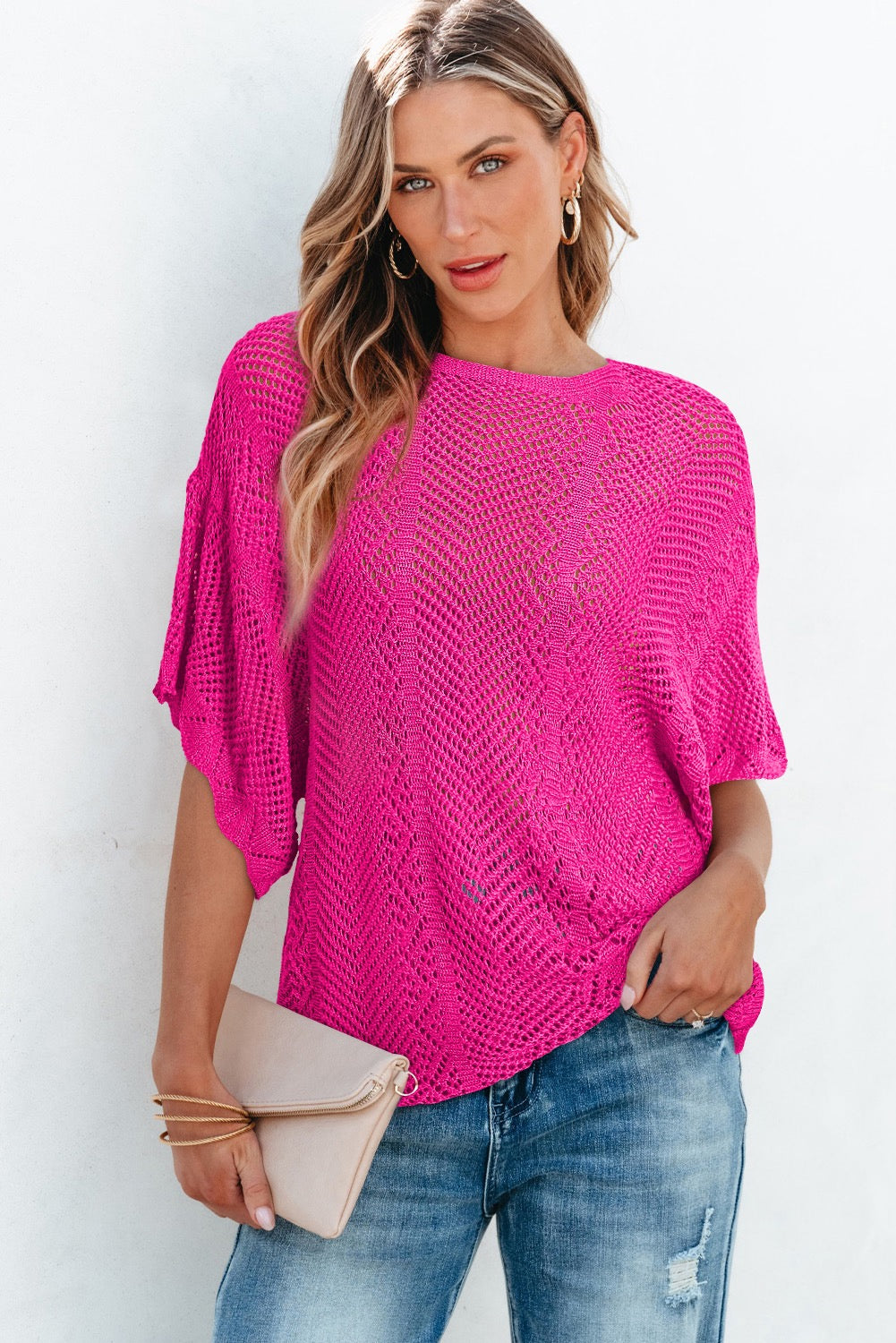 Rose Pink Scallop Sleeve Top