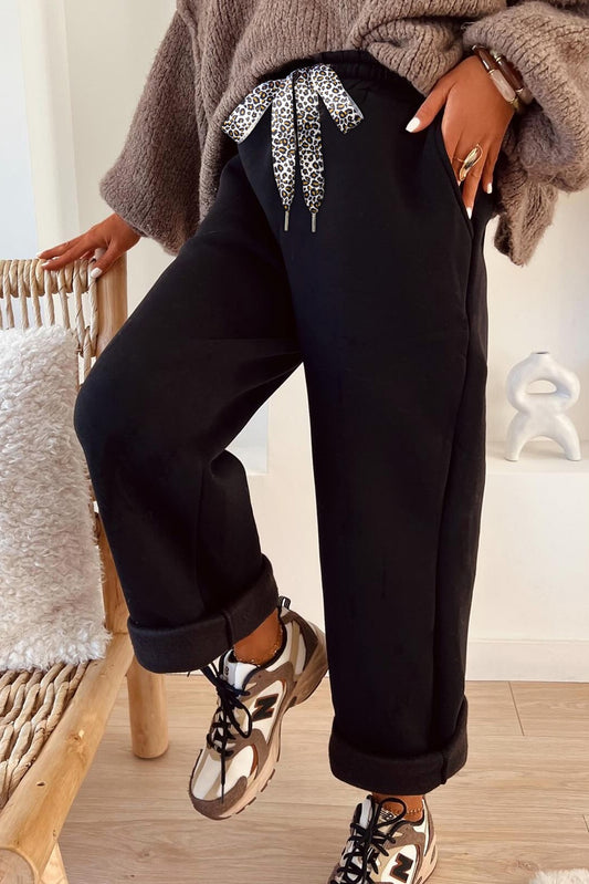 Fleece lined drawstring pants