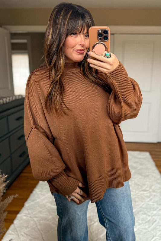 Chestnut Long Sleeve Sweater (plus)