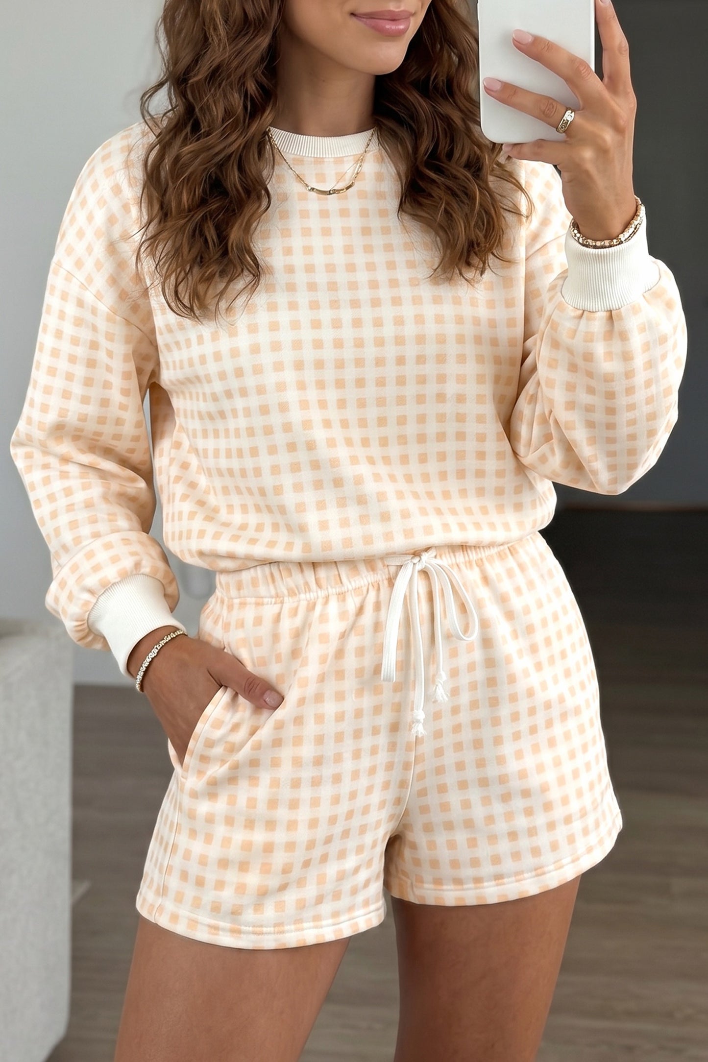 Yellow plaid long sleeve set