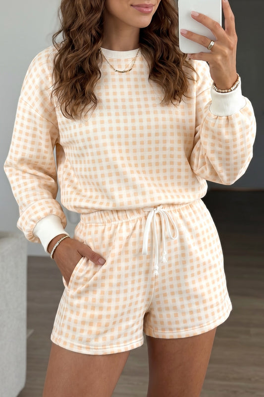 Yellow plaid long sleeve set