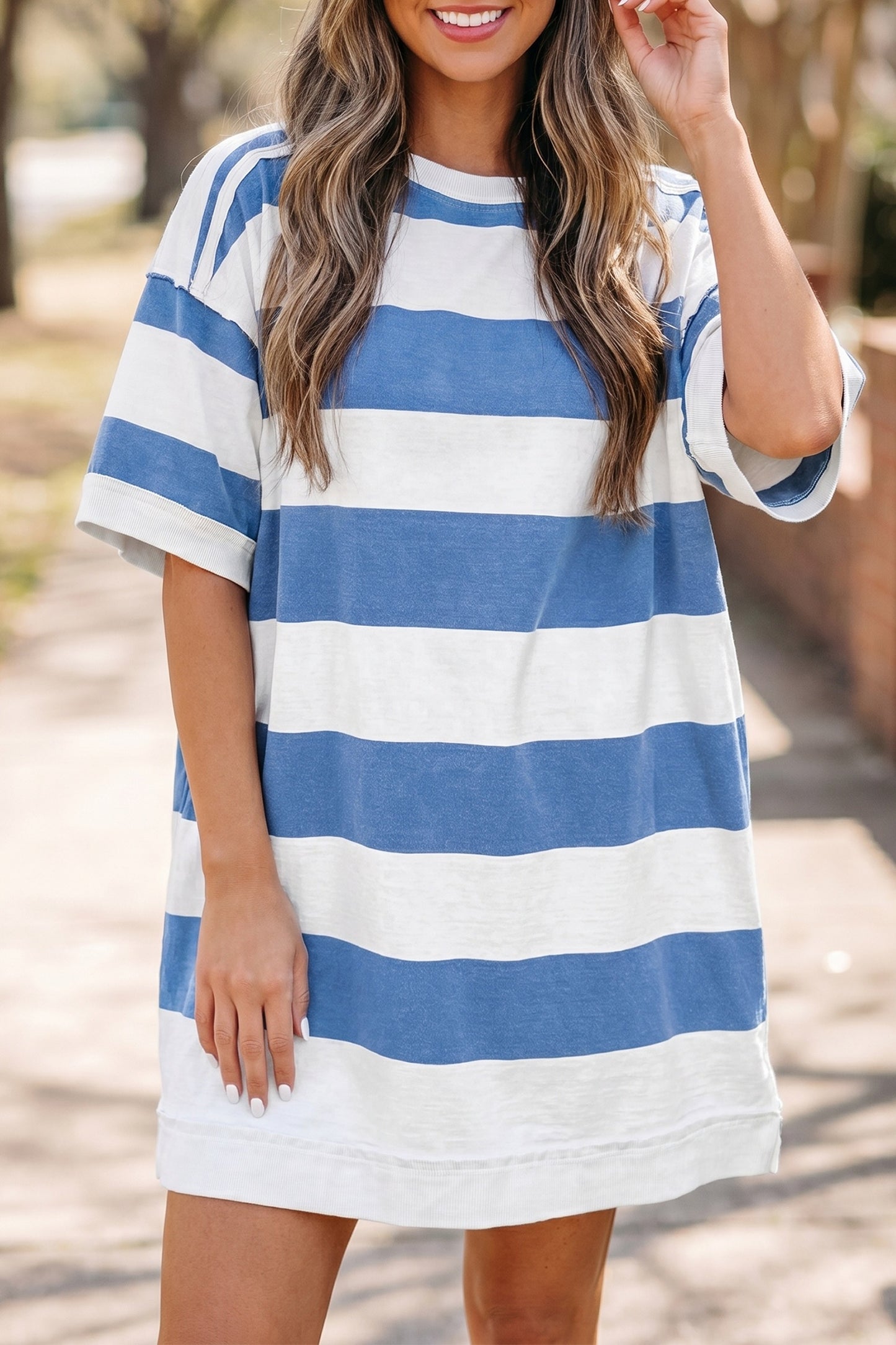 Blue and White Stripe Dress