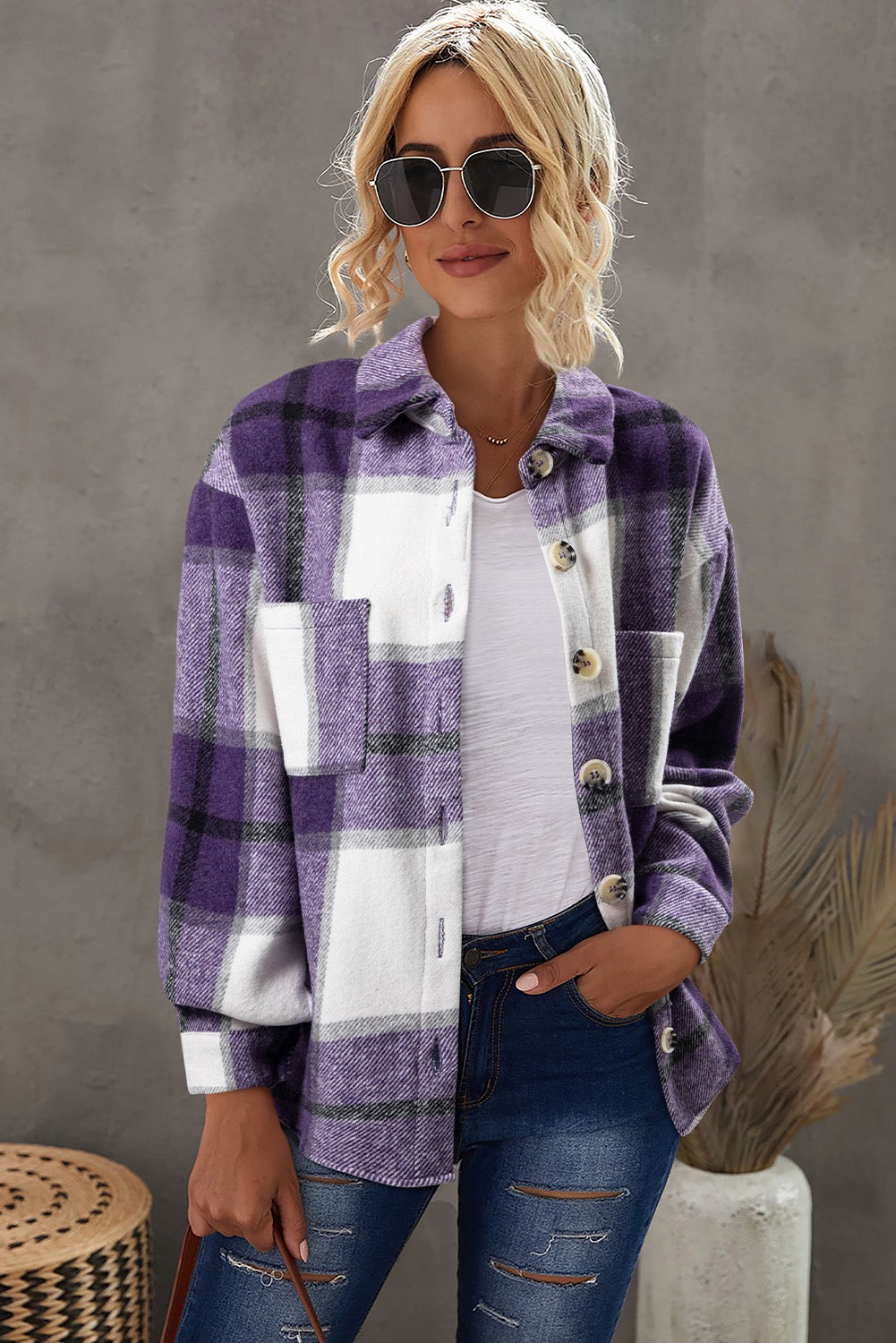 Purple plaid Shacket