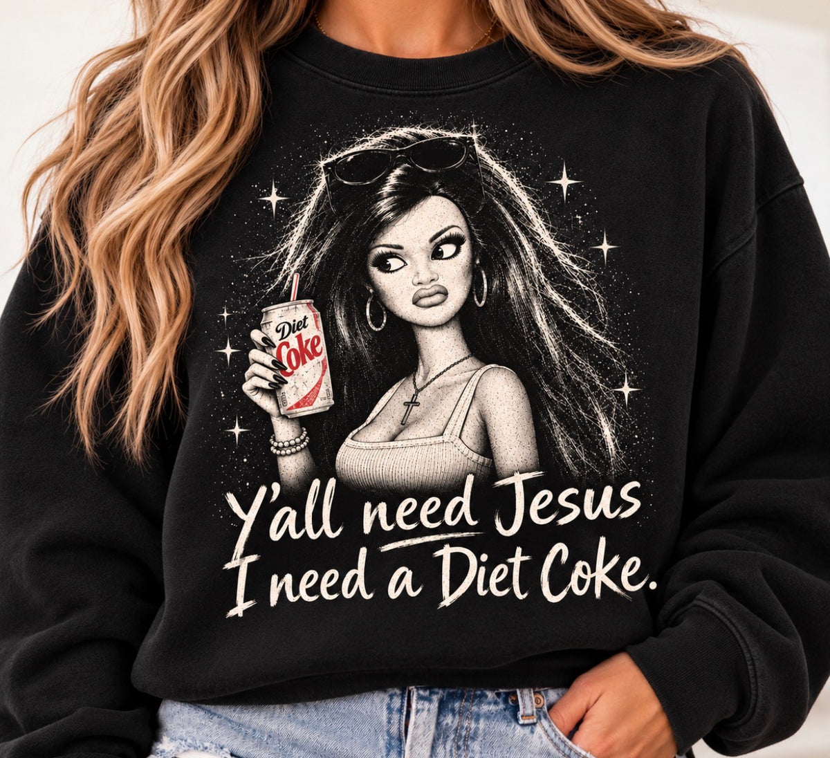 Yall need Jesus Doll Face Crewneck
