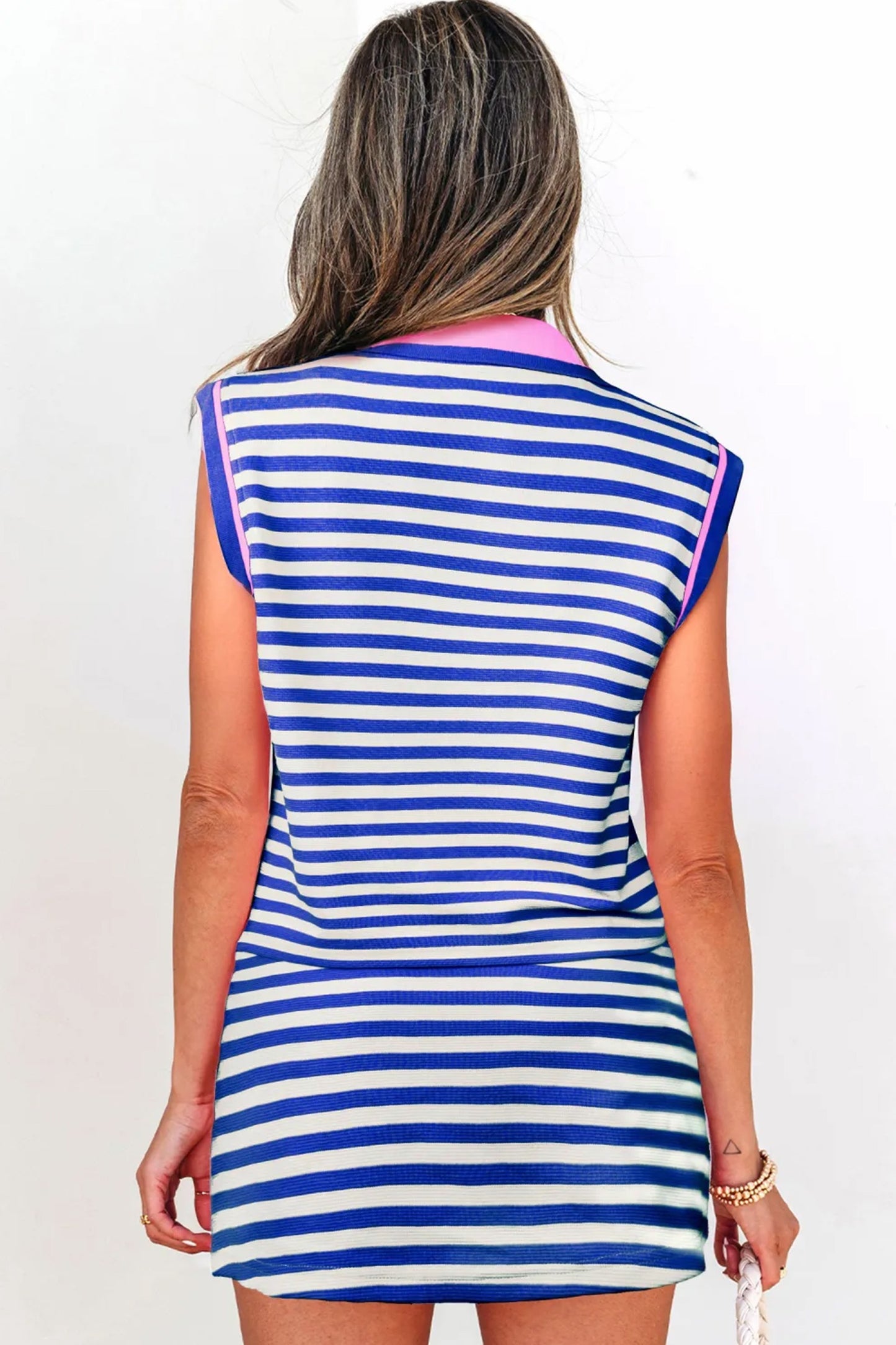 Stripe Contrast Collar Set