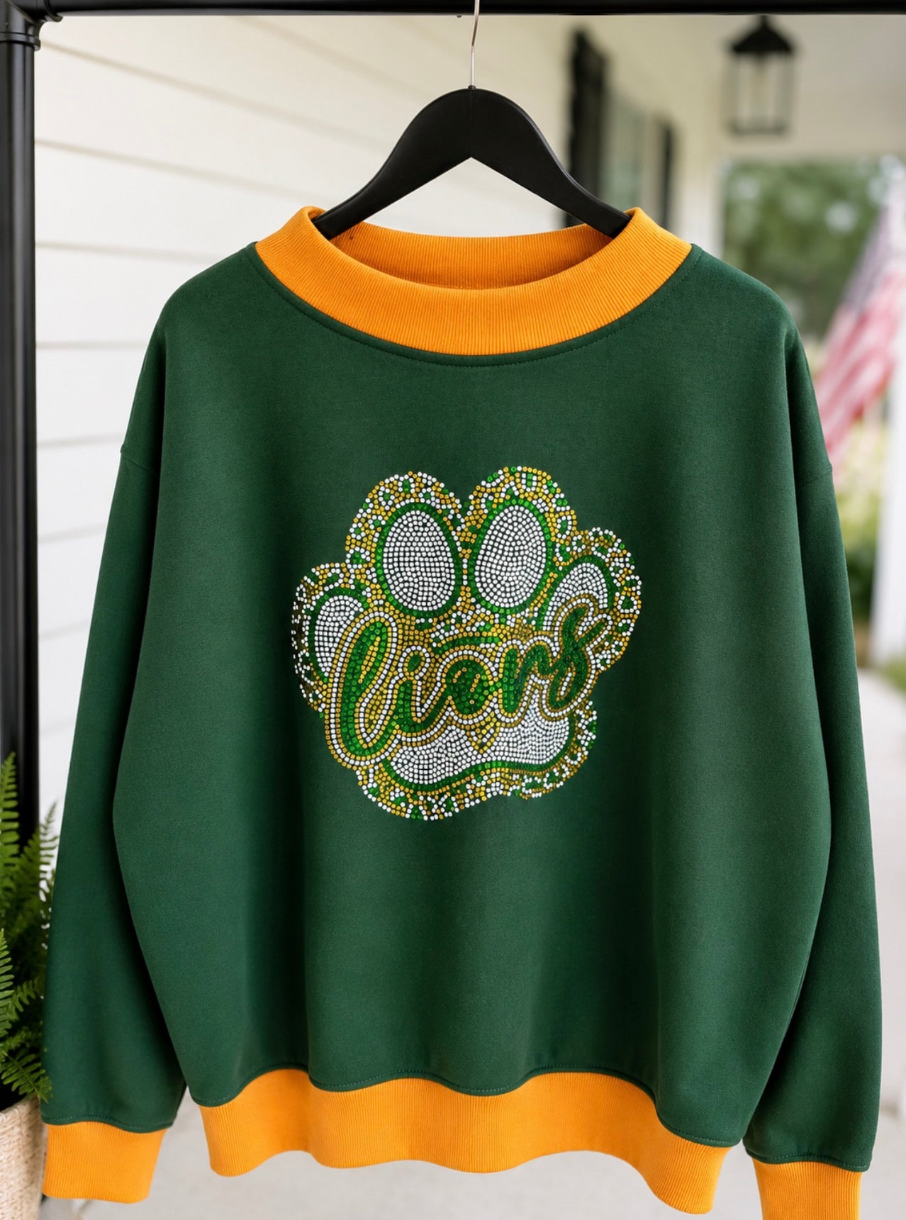 Green And Gold Crewneck with paw
