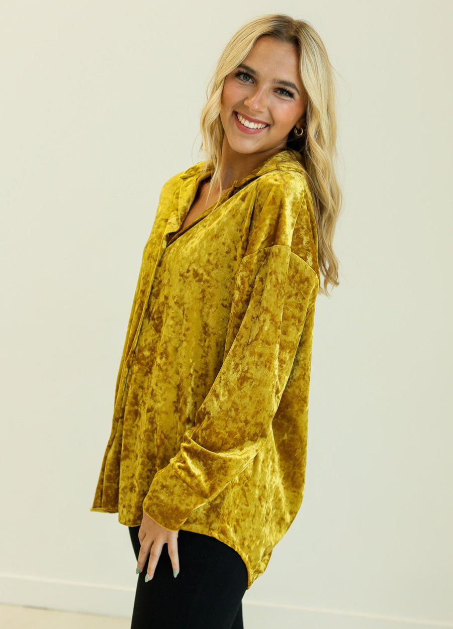 KATHRYN CLASSIC BUTTON-UP,VELVET