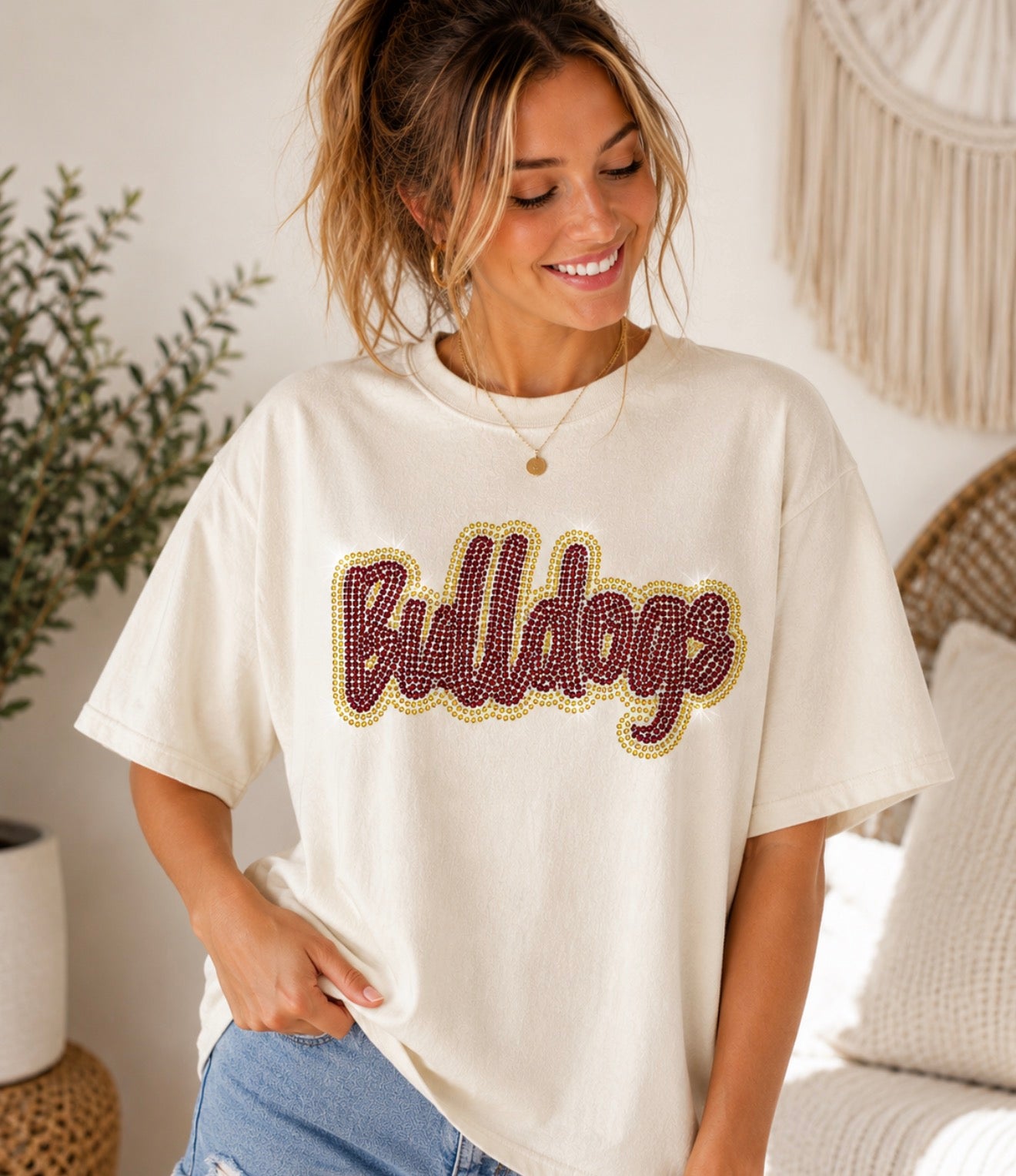 Cursive Mascot Spangle Tee