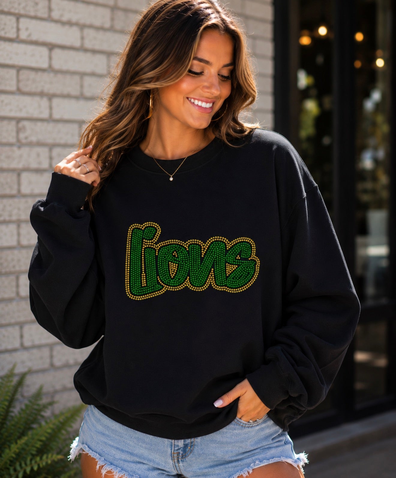 Cursive Mascot Spangle Crewneck