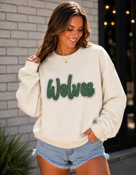 Cursive Mascot Spangle Crewneck