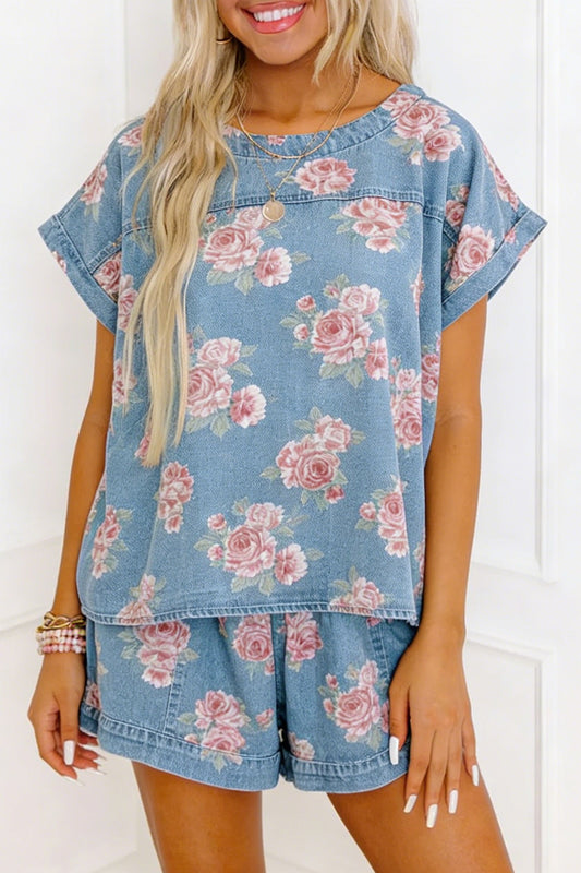 Sky Blue Floral Set