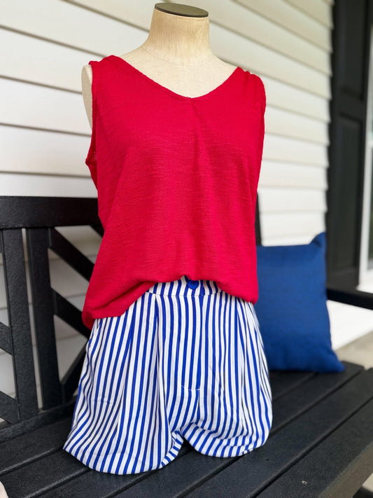 Red loose weave tank