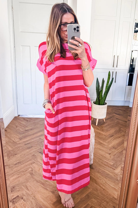 Rose Stripe Long Dress