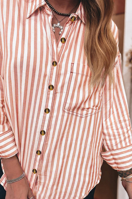 Brown Stripe Long Sleeve Top