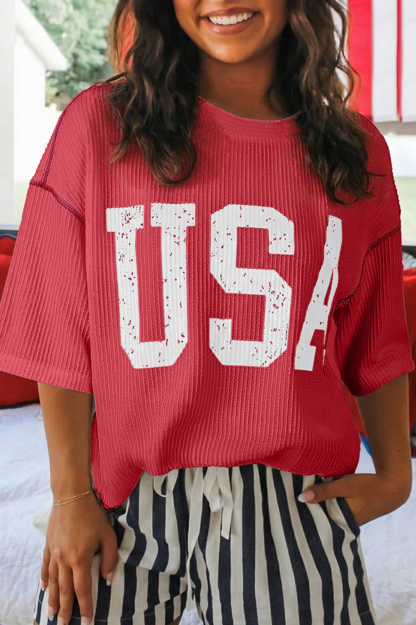 Fiery Red USA Top