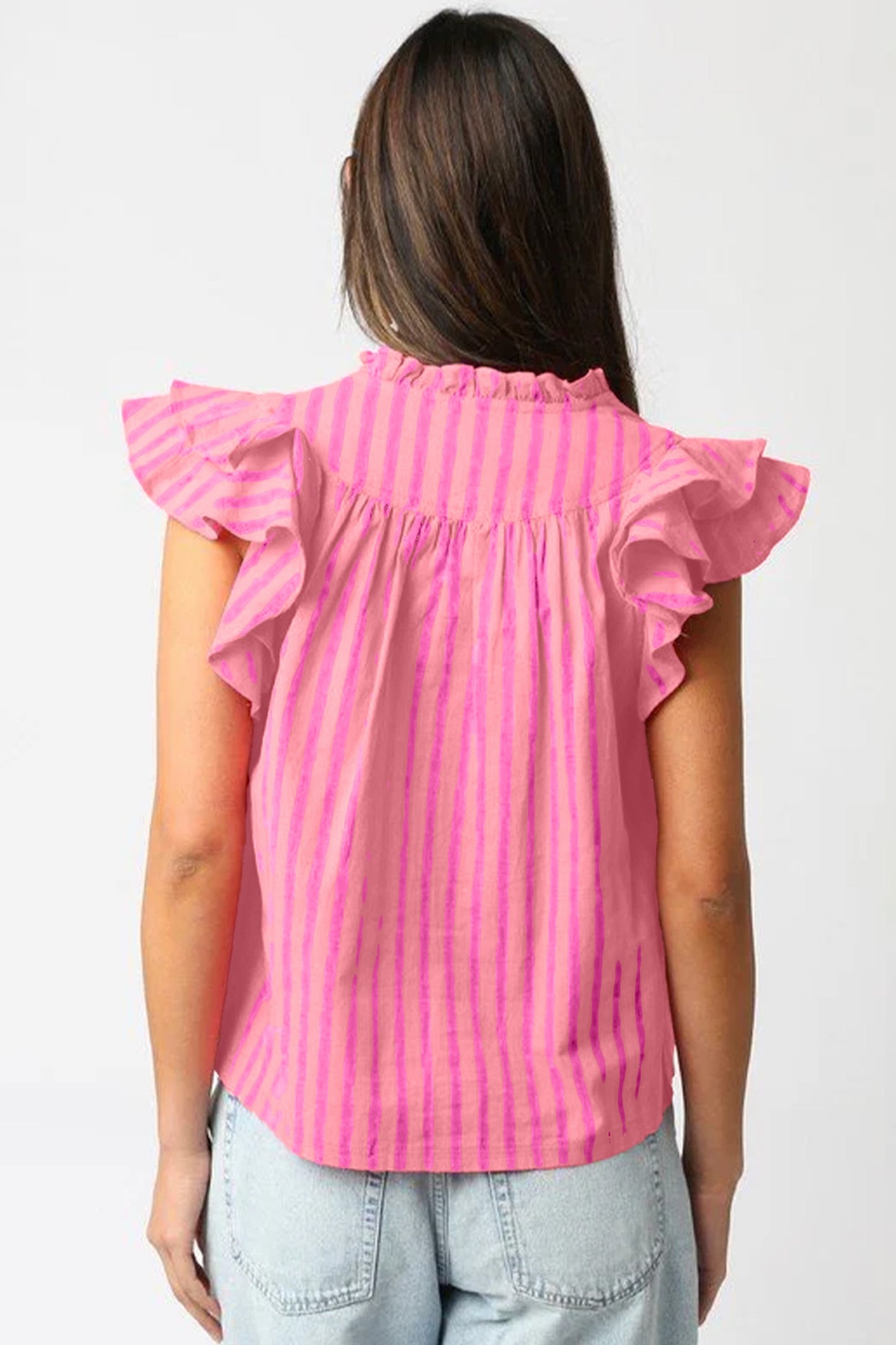 Pink Stripe V neck top