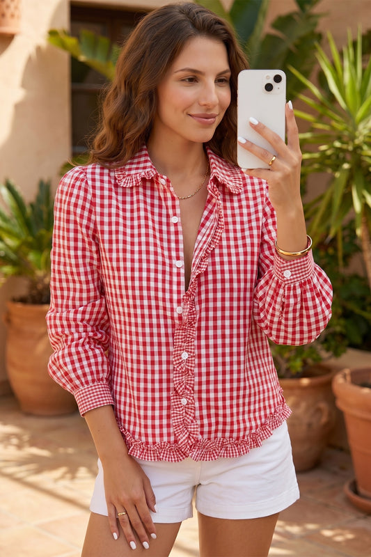 Red Frills Top
