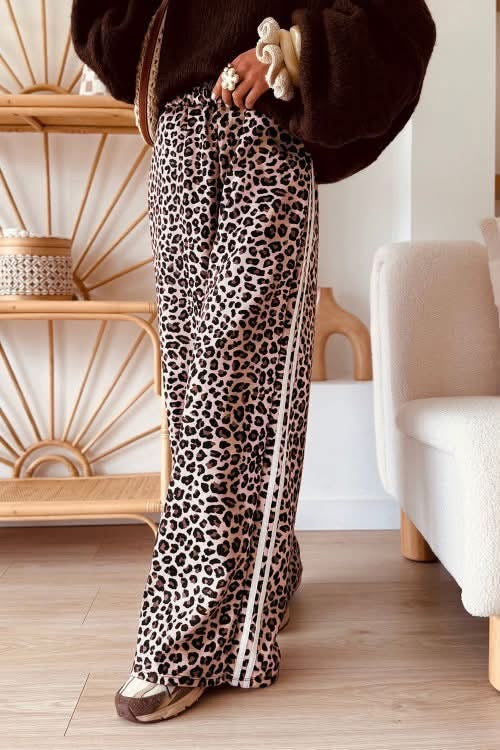Beige Leopard wide leg pant