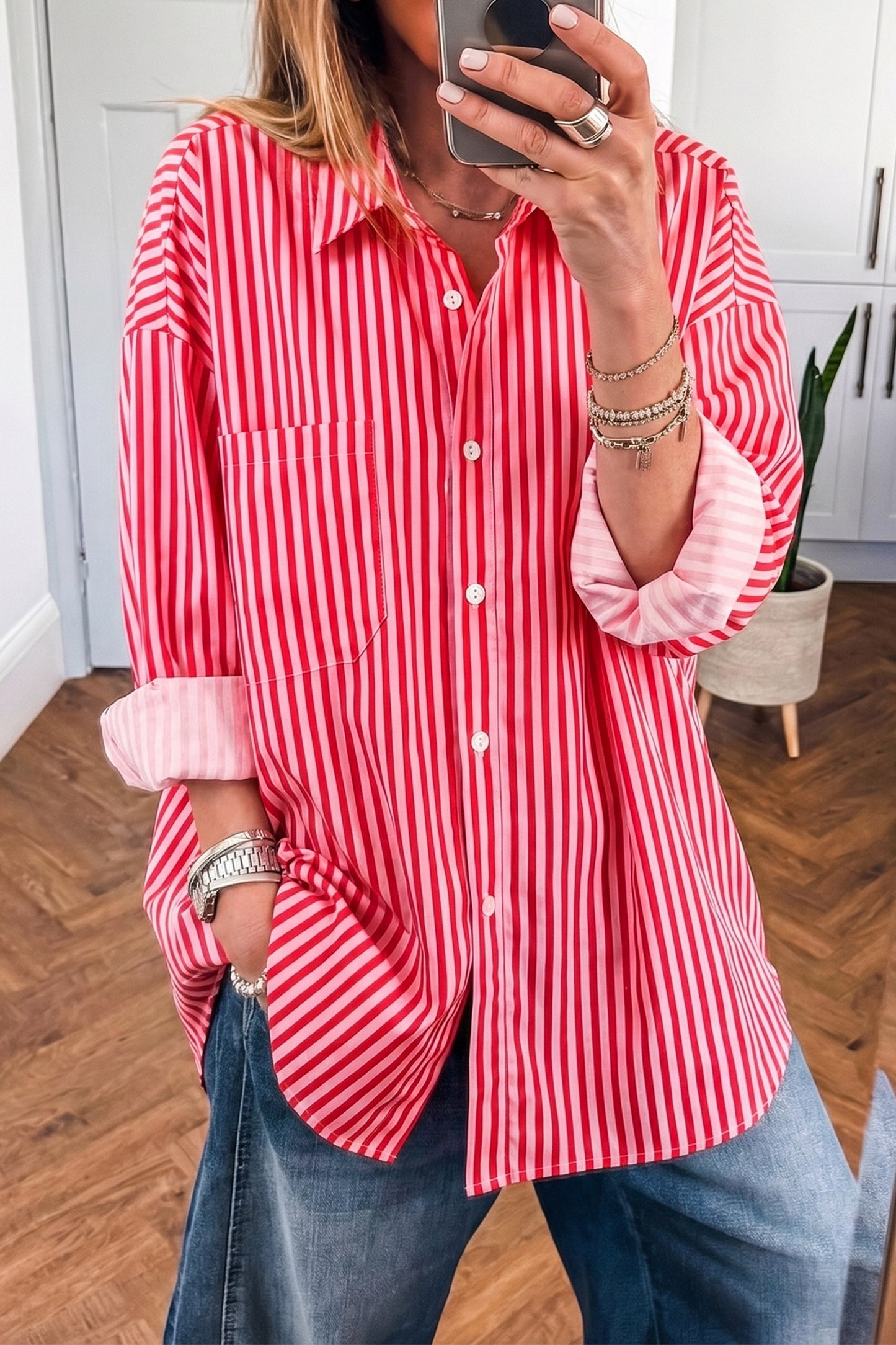 Red Stripe button down