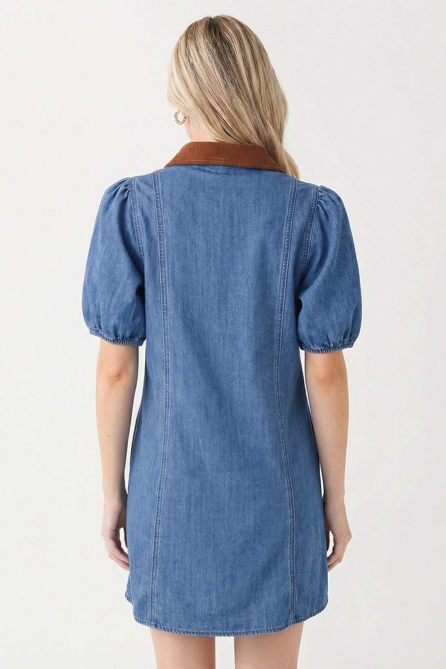 Denim Dress color block collar Dress