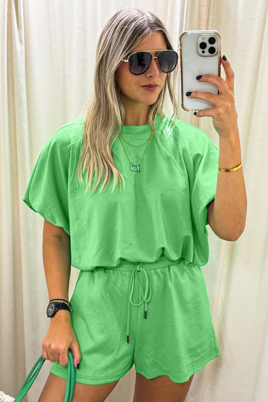 Green Puff Sleeve set