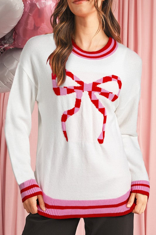 Contrast Bow Sweater