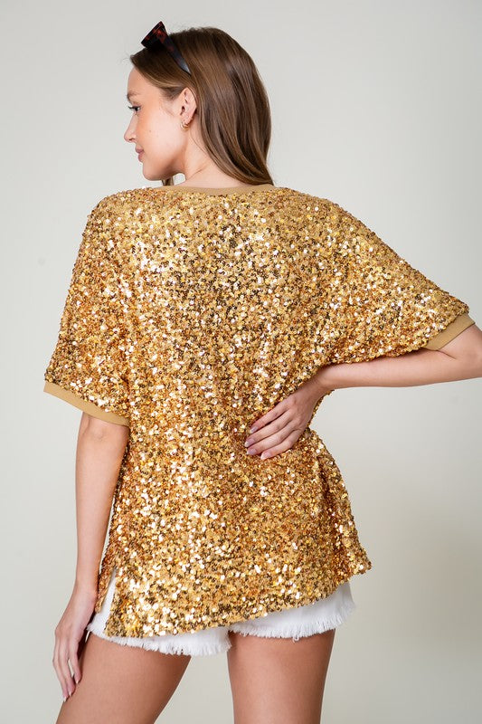 Gold sequin football top