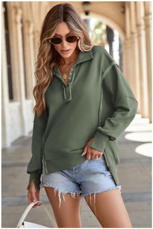 Polo Collar Sweatshirt