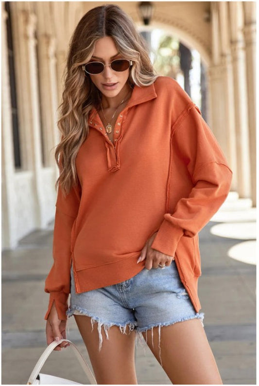 Polo Collar Sweatshirt
