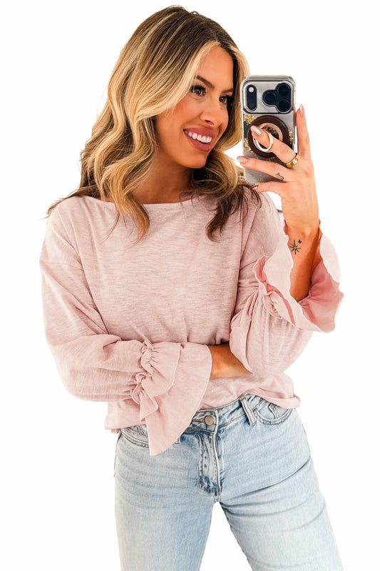 Pink Ruffle Sleeve Top