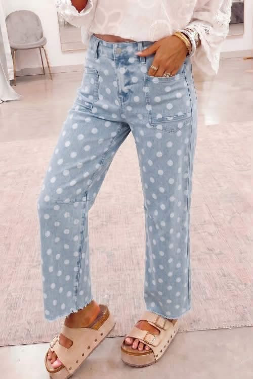 Sky blue polka dot jeans