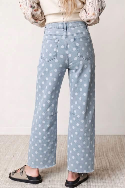 Sky blue polka dot jeans