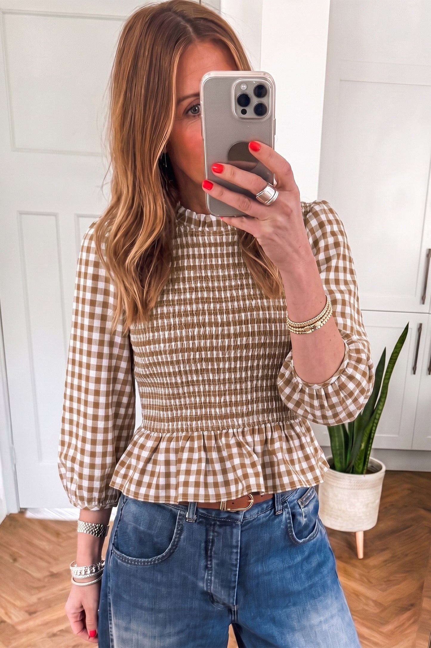 Brown Peplum Top