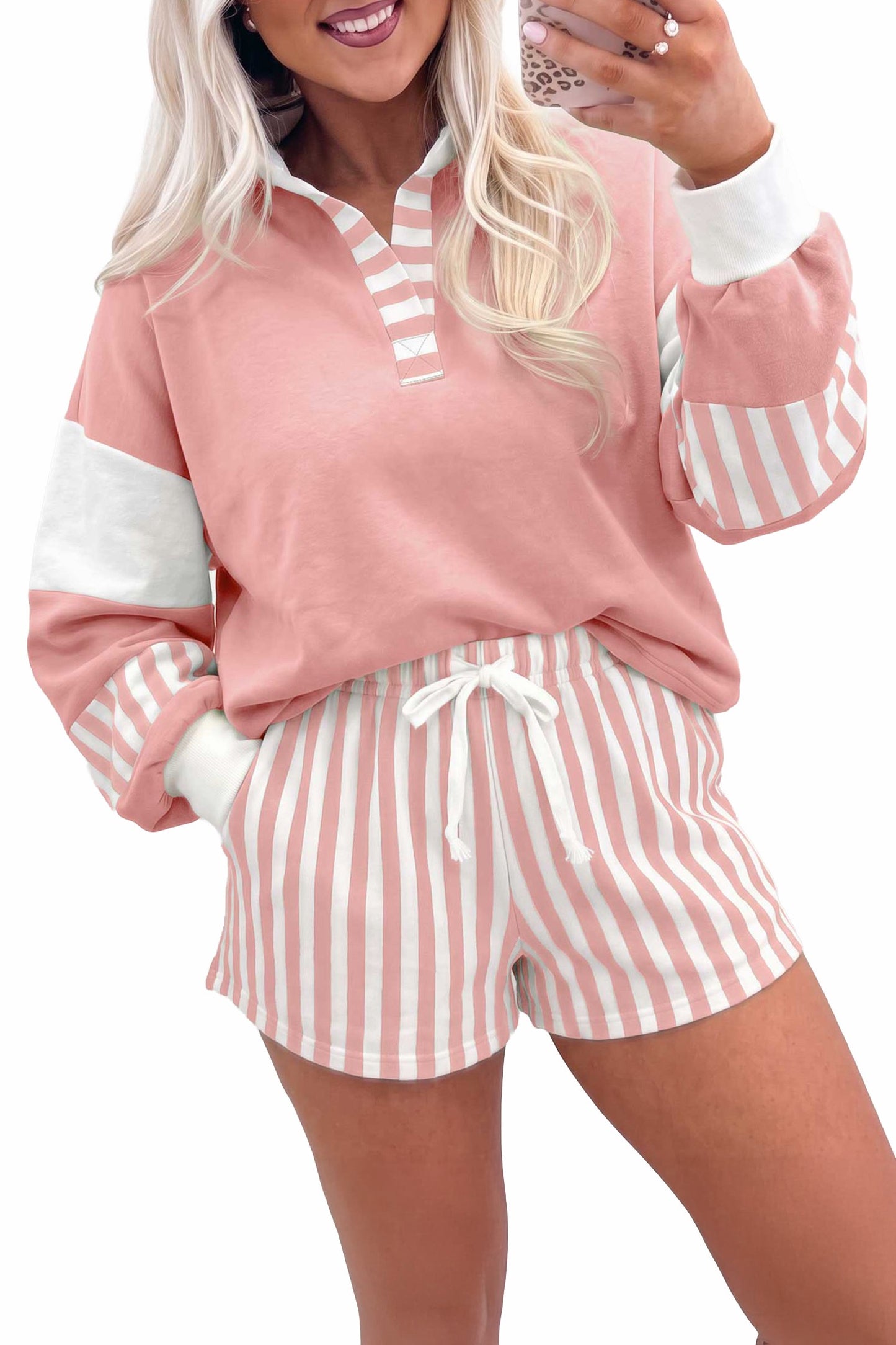 Pink Stripe Colorblock Set