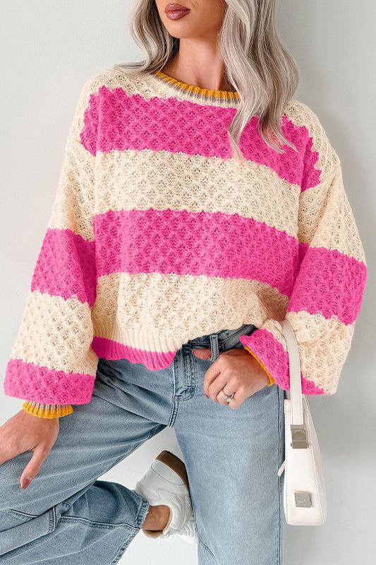 Pink stripe Colorblock Sweater