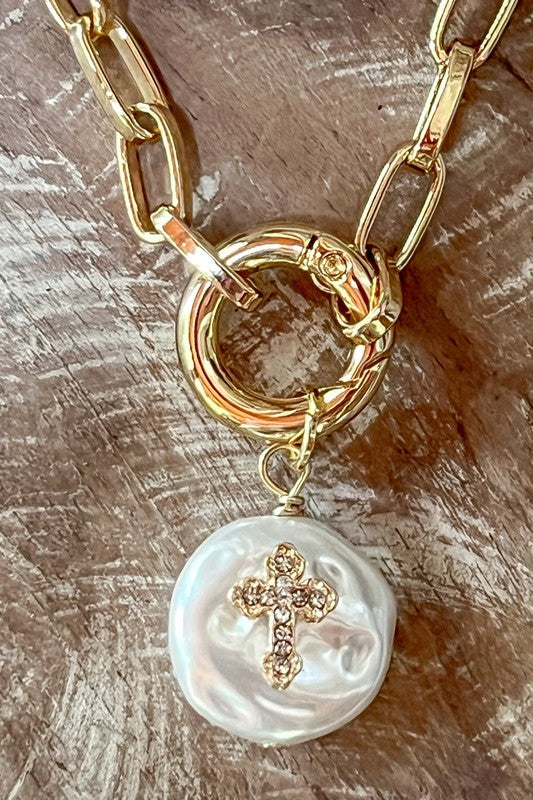 Pearl Cross Bracelet