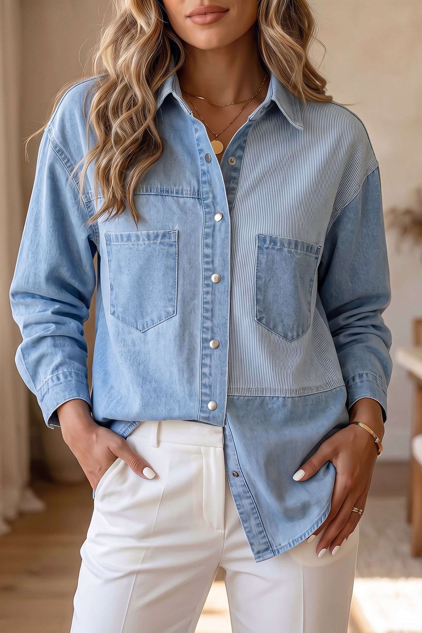 Lightweight Patchwork Denim Top