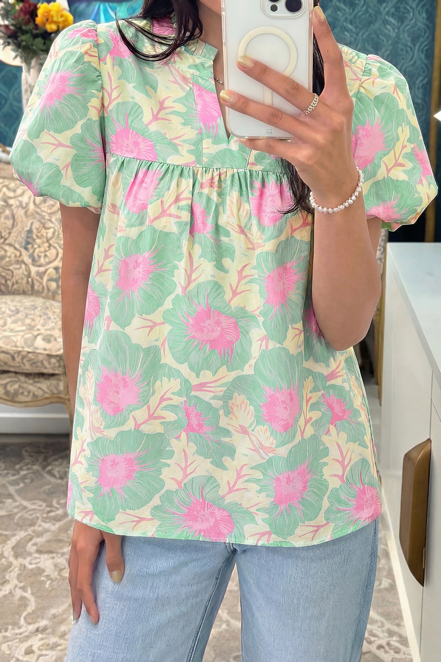 Bubble sleeve summer top